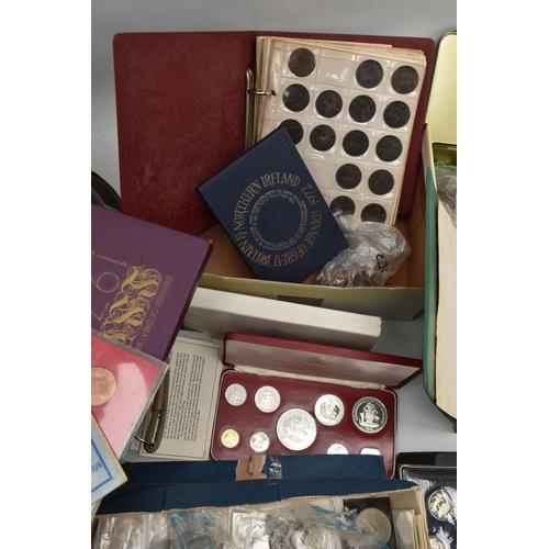 141 - A LARGE AND HEAVY CASE CONTAINING MIXED COINS, to include two small and one large coin album with Si... 