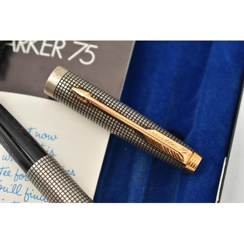 78 - A 'DUNHILL' LIGHTER AND A 'PARKER' FOUNTAIN PEN, gold plated engine turned pattern lighter, signed t... 