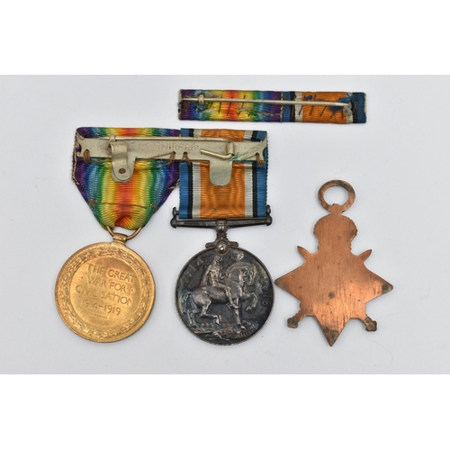 80 - THREE WORLD WAR ONE MEDALS, to include a service medal, and Victory medal both awarded to 'S-17230 P... 