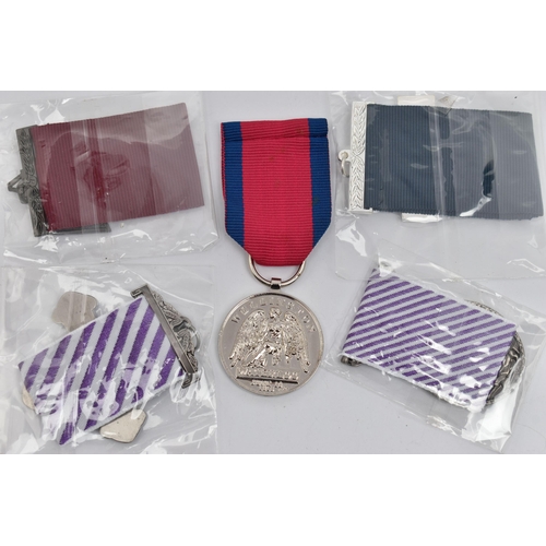 82 - FIVE REPLICA MEDALS WITH RIBBONS