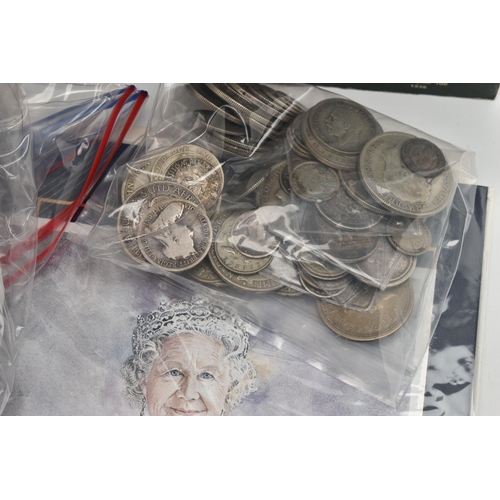 155 - A LARGE CARDBOARD BOX CONTAINING MIXED WORLD COINAGE, to include early copper coins George 1st, 2nd ... 