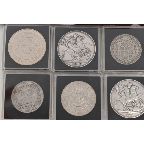 156 - ASSORTED COINS, to include a cased 1890 Victoria Crown coin, a cased 1889 Victoria Crown coin, a cas... 