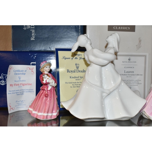 318 - FOUR BOXED ROYAL DOULTON FIGURINES, comprising limited edition 'Emma' HN4786- 742/1000 and 'Lauren' ... 