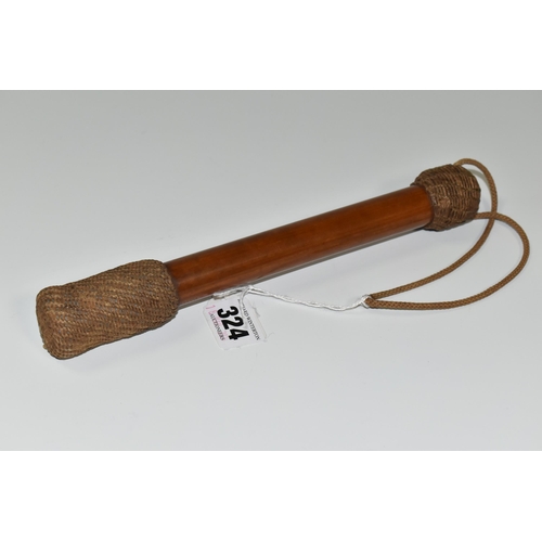 324 - A VICTORIAN NAVAL COSH, 'Boson's Persuader' wooden cosh with plaited and knotted twine and lead weig... 