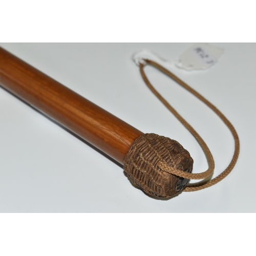 324 - A VICTORIAN NAVAL COSH, 'Boson's Persuader' wooden cosh with plaited and knotted twine and lead weig... 