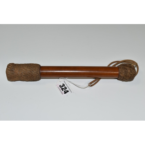 324 - A VICTORIAN NAVAL COSH, 'Boson's Persuader' wooden cosh with plaited and knotted twine and lead weig... 