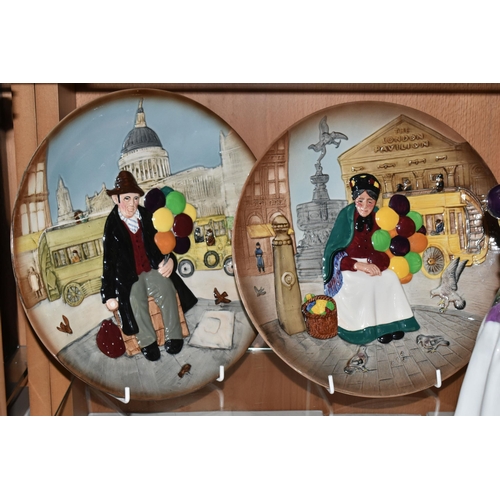 380 - TWO ROYAL DOULTON FIGURES AND TWO CABINET PLATES, figures comprising 'The Balloon Man' HN1954, 'Bidd... 
