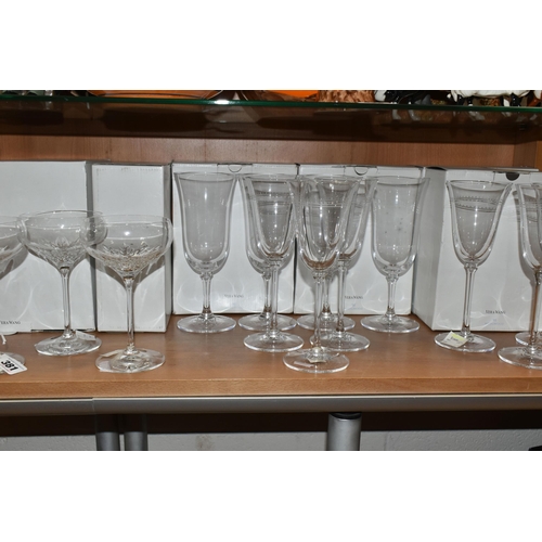 381 - WEDGWOOD LEAD CRYSTAL 'VERA WANG' DESIGN COCKTAIL GLASSES, comprising a boxed set of four 'Duchesse ... 