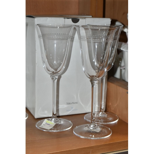 381 - WEDGWOOD LEAD CRYSTAL 'VERA WANG' DESIGN COCKTAIL GLASSES, comprising a boxed set of four 'Duchesse ... 