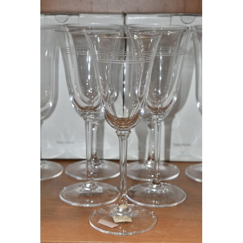 381 - WEDGWOOD LEAD CRYSTAL 'VERA WANG' DESIGN COCKTAIL GLASSES, comprising a boxed set of four 'Duchesse ... 