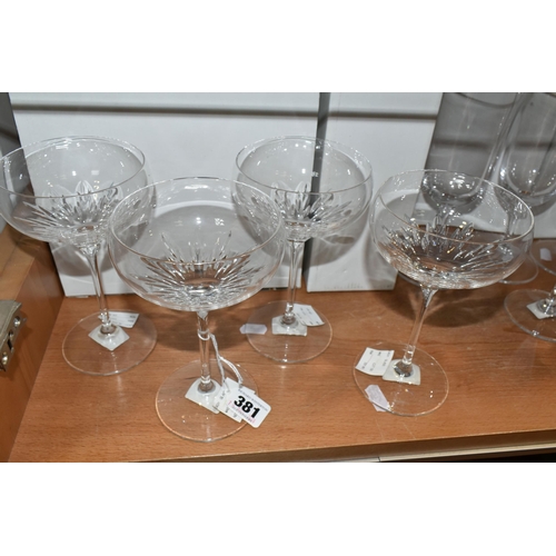 381 - WEDGWOOD LEAD CRYSTAL 'VERA WANG' DESIGN COCKTAIL GLASSES, comprising a boxed set of four 'Duchesse ... 