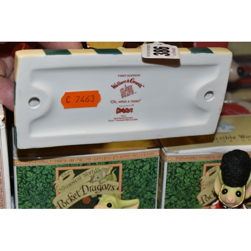 386 - A GROUP OF POCKET DRAGONS AND WALLACE & GROMIT FIGURES, comprising a boxed Coalport Characters Walla... 