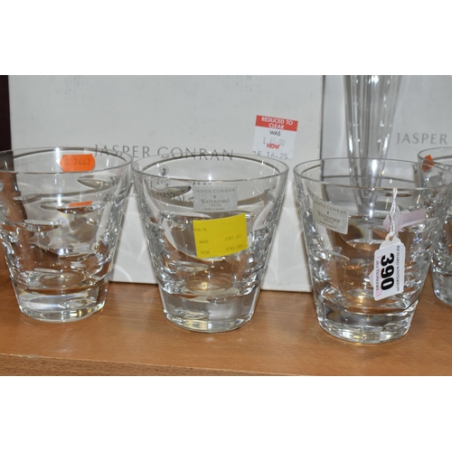390 - A COLLECTION OF JASPER CONRAN FOR WATERFORD LEAD CRYSTAL GLASSES, comprising five 'Rain Tumbler'  gl... 