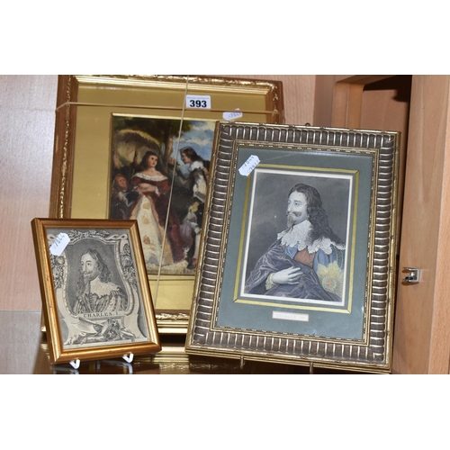 393 - KING CHARLES I INTEREST; a late 19th/ early 20th century study of King Charles I presenting flowers ... 