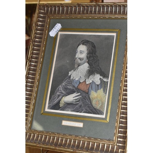 393 - KING CHARLES I INTEREST; a late 19th/ early 20th century study of King Charles I presenting flowers ... 