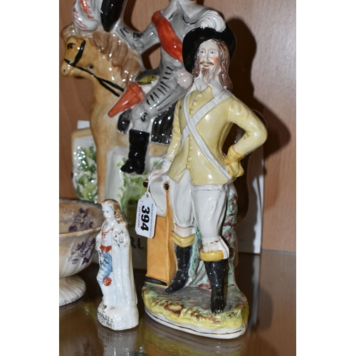 394 - A GROUP OF 19TH AND 20TH CENTURY CERAMICS, MOSTLY KING CHARLES I INTEREST, comprising a Victorian 'D... 