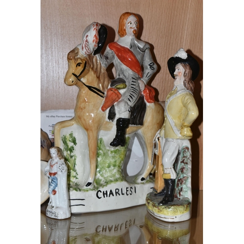 394 - A GROUP OF 19TH AND 20TH CENTURY CERAMICS, MOSTLY KING CHARLES I INTEREST, comprising a Victorian 'D... 