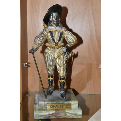 395 - TWO CAST METAL FIGURES OF KING CHARLES I, comprising a limited edition Anna Danesin for Birmingham M... 