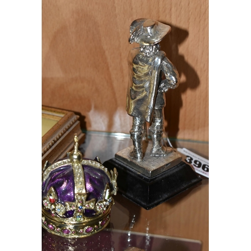 396 - A SMALL GROUP OF SILVER, PLATED AND ENAMELLED KING CHARLES I & ROYALTY THEMED ITEMS, comprising an E... 