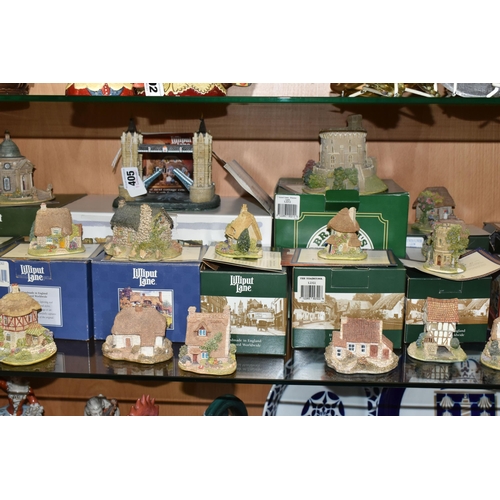 405 - A COLLECTION OF TWENTY TWO LILLIPUT LANE SCULPTURES, comprising Britain's Heritage Tower Bridge L221... 
