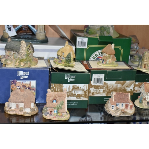 405 - A COLLECTION OF TWENTY TWO LILLIPUT LANE SCULPTURES, comprising Britain's Heritage Tower Bridge L221... 