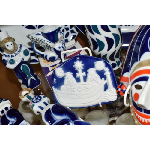 406 - A GROUP OF SARGADELOS POTTERY, comprising a wall mask, two cabinet plates, a beaker, three wall plaq... 