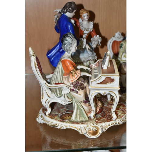 408 - A GROUP OF TWO DRESDEN PORCELAIN FIGURINES AND ONE OTHER, comprising a pair of Kunst -Dresden Art Ba... 