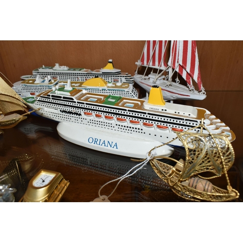 411 - A GROUP OF P&O CRUISES SOUVENIR CRUISE SHIPS, comprising Oriana, Artemis and Oceana, with applied in... 