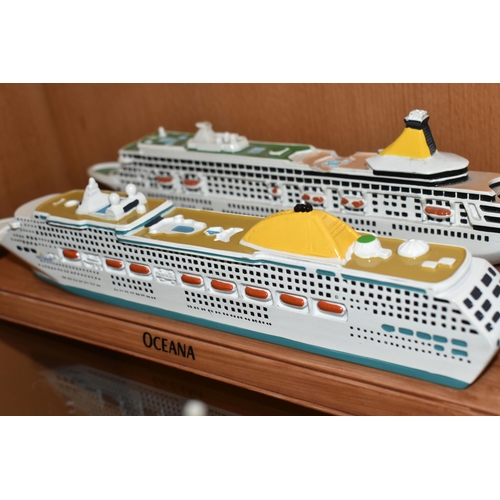 411 - A GROUP OF P&O CRUISES SOUVENIR CRUISE SHIPS, comprising Oriana, Artemis and Oceana, with applied in... 