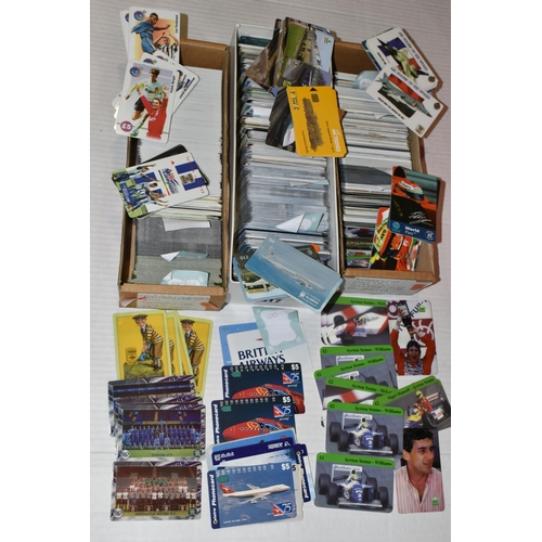 417 - THREE BOXES OF PREPAID PHONECARDS, themes and designs comprising, Vintage sports advertising, Footba... 