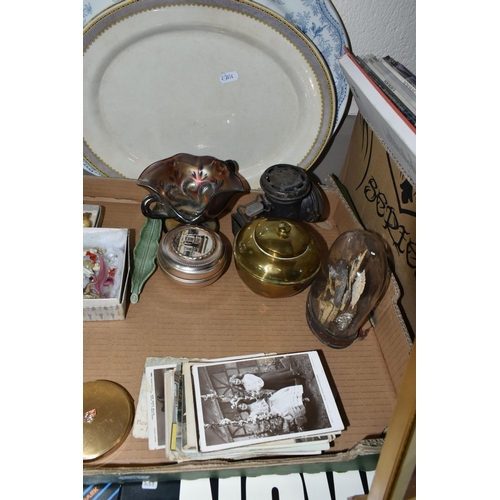 419 - TWO BOXES OF LP RECORDS AND SUNDRIES, to include Now That's What I Call Music L.Ps comprising Now 2,... 