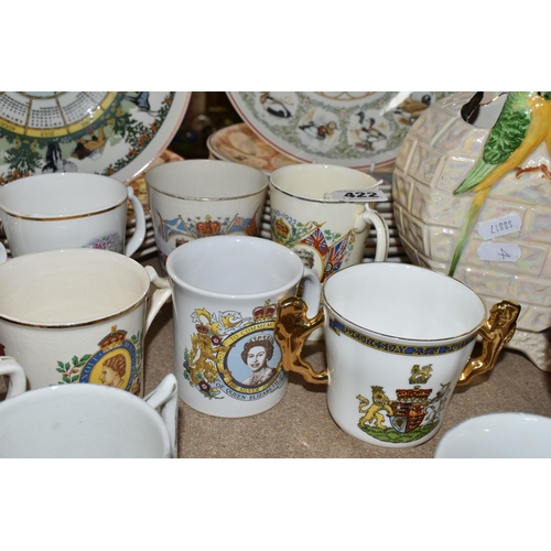 422 - A GROUP OF CERAMICS, to include two Price Kensington budgerigar vases, an S Fielding & Co beaker pri... 