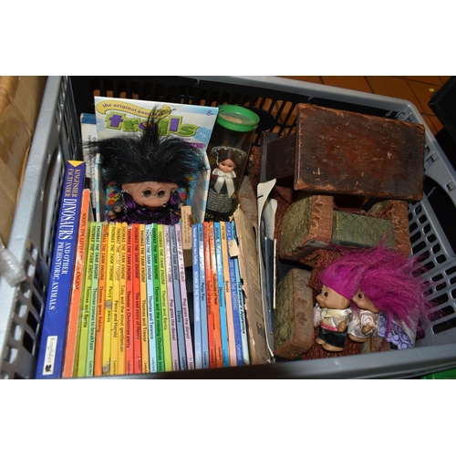 430 - SIX BOXES AND LOOSE CERAMICS, GLASS, RECORDS, BOOKS AND SUNDRY ITEMS, to include over thirty LPs and... 
