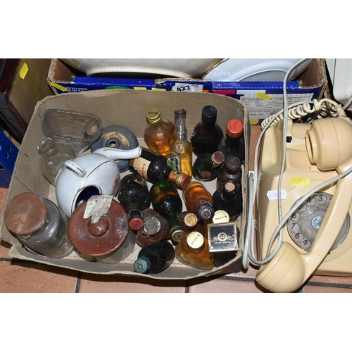 431 - FOUR BOXES AND LOOSE BOOKS, CERAMICS AND SUNDRY ITEMS, to include sixteen antiquarian and vintage bo... 