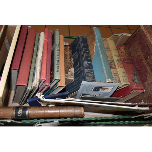 431 - FOUR BOXES AND LOOSE BOOKS, CERAMICS AND SUNDRY ITEMS, to include sixteen antiquarian and vintage bo... 