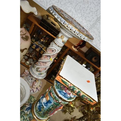 434 - LARGE PLANT STANDS AND VASES ETC, to include a Capodimonte plant stand with some restoration, approx... 