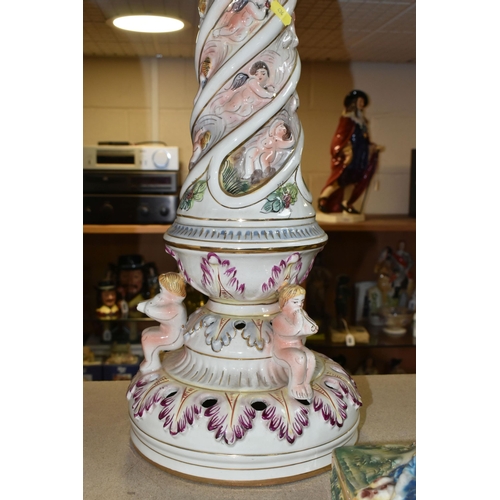 434 - LARGE PLANT STANDS AND VASES ETC, to include a Capodimonte plant stand with some restoration, approx... 
