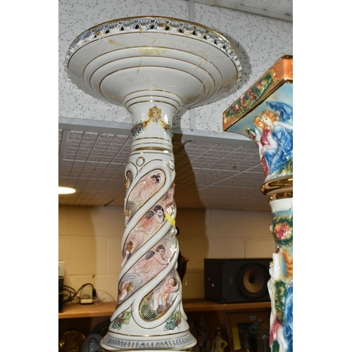 434 - LARGE PLANT STANDS AND VASES ETC, to include a Capodimonte plant stand with some restoration, approx... 