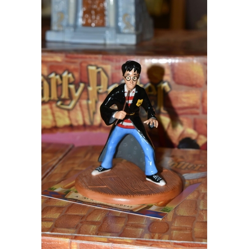 435 - FIVE BOXED ROYAL DOULTON HARRY POTTER SCULPTURES, comprising Harry Casts A Magical Spell HPFIG2, Wiz... 