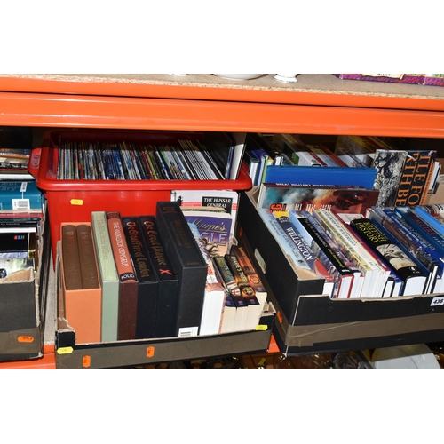 438 - FIVE BOXES OF BOOKS & MAGAZINES containing over 100 miscellaneous titles in hardback and paperback f... 