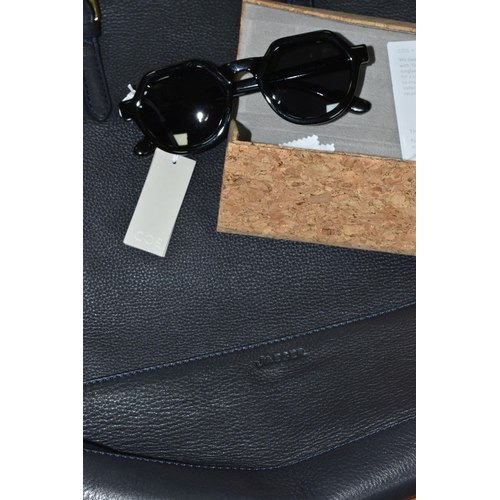 439 - LADIES' CLOTHING, ACCESSORIES ETC, comprising a Jaeger blue leather handbag, approximate size 32cm h... 