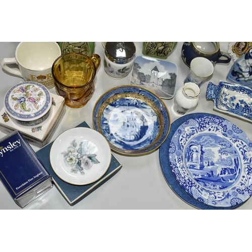 530 - A GROUP OF CERAMICS AND GLASS WARE, to include a pair of Doulton Lambeth vases with relief moulded p... 