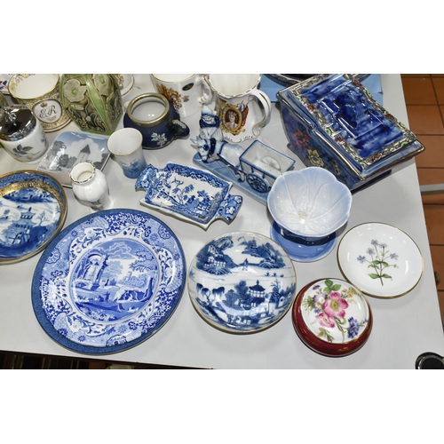 530 - A GROUP OF CERAMICS AND GLASS WARE, to include a pair of Doulton Lambeth vases with relief moulded p... 