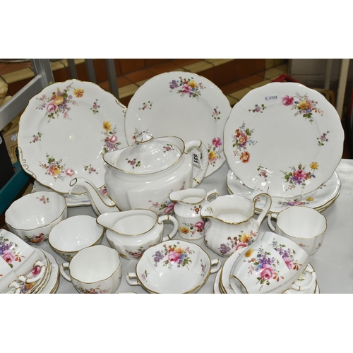 531 - A FIFTY FOUR PIECE ROYAL CROWN DERBY 'DERBY POSIES' TEA SET, comprising a teapot, two cake plates, t... 