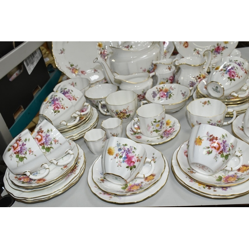 531 - A FIFTY FOUR PIECE ROYAL CROWN DERBY 'DERBY POSIES' TEA SET, comprising a teapot, two cake plates, t... 