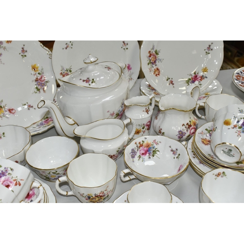 531 - A FIFTY FOUR PIECE ROYAL CROWN DERBY 'DERBY POSIES' TEA SET, comprising a teapot, two cake plates, t... 