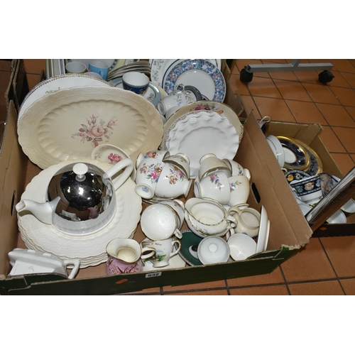 532 - THREE BOXES OF TEA AND DINNER WARE, to include a fifteen piece Coalport Junetime tea set, six Copela... 