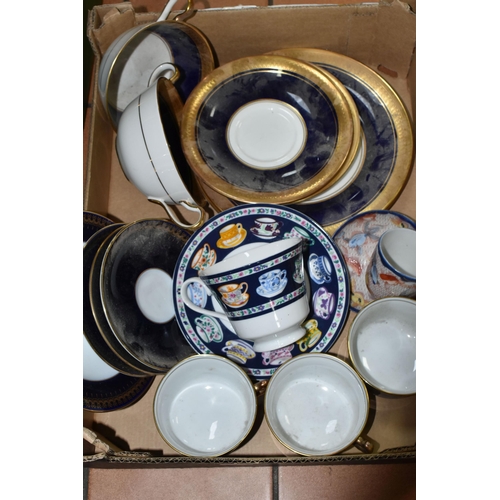 532 - THREE BOXES OF TEA AND DINNER WARE, to include a fifteen piece Coalport Junetime tea set, six Copela... 