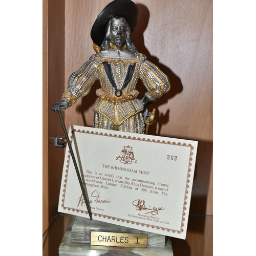 395 - TWO CAST METAL FIGURES OF KING CHARLES I, comprising a limited edition Anna Danesin for Birmingham M... 