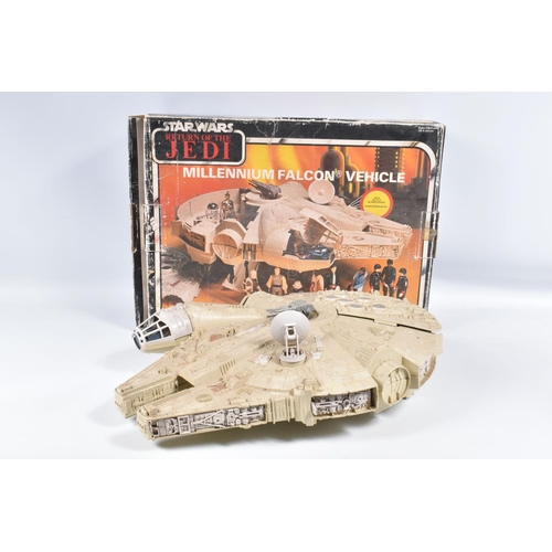 12 - THREE BOXED STAR WARS RETURN OF THE JEDI VEHICLES, to include a Palitoy Scout Walker with some paper... 